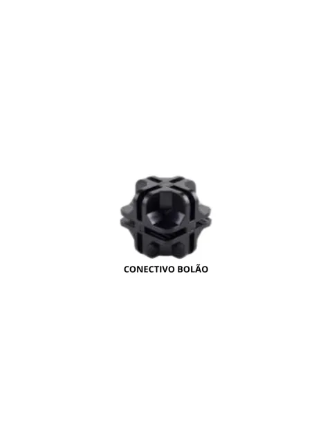 Conectivo bolão, peça com esfera central para cruzamento de chapas de 4 mm
