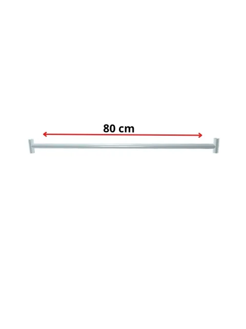 Barra de nível branca para arara, 80 cm, com suportes de encaixe nas extremidades