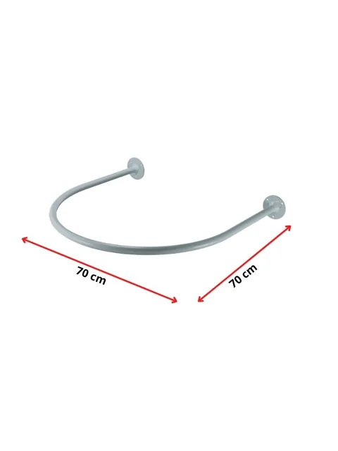 Arco branco de provador redondo de 70 por 70 cm para canto de parede, vista frontal