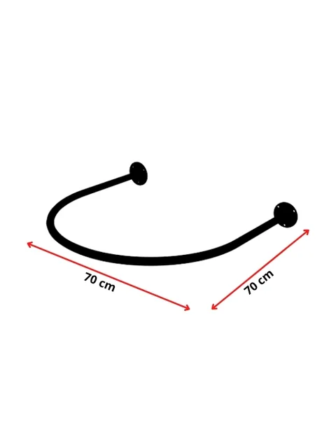 Arco preto de provador redondo de 70 por 70 cm para canto de parede, vista frontal