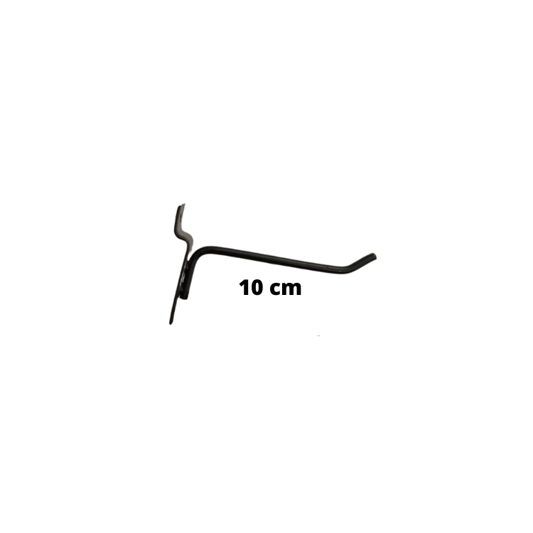 Ganchos de Painel Canaletado Preto 10cm: ideal para expor acessórios leves, produto em blister
