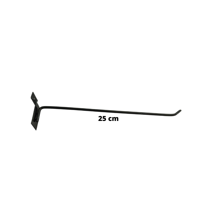 Ganchos de Painel Canaletado Preto 25cm: ideal para expor acessórios leves, produto em blister