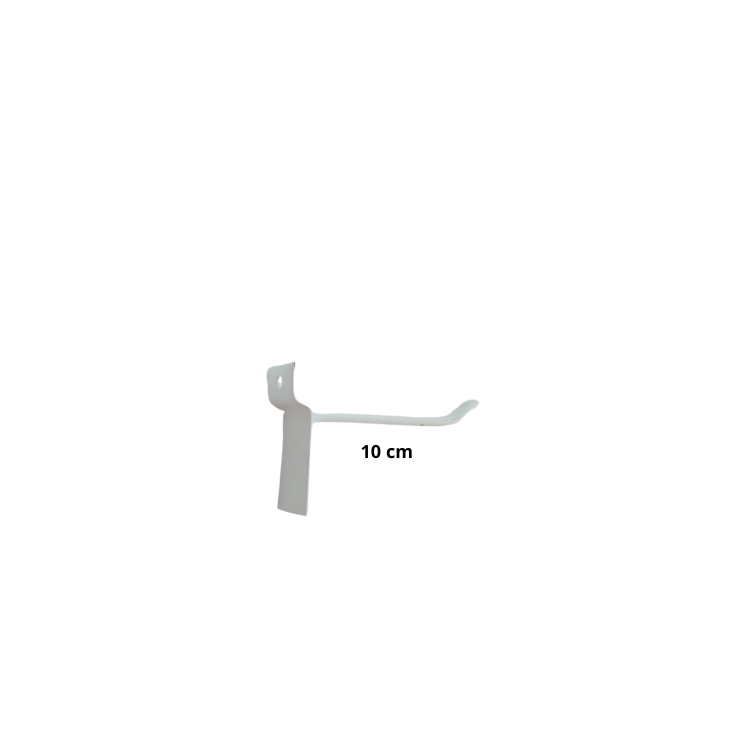 Ganchos de Painel Canaletado Branco 10cm: ideal para expor acessórios leves, produto em blister
