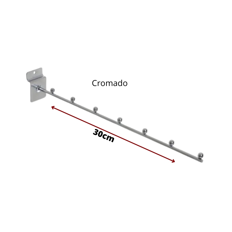 Cabideiro RT Arame de Painel Canaletado com 07 Esferas 30cm: ideal para expor acessórios leves, produto em blister