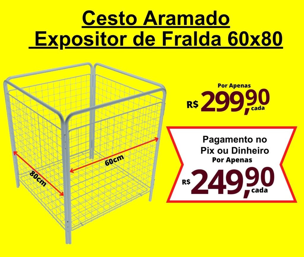 cesto aramado de fralda branco 60x80 1 comercial reis loja do lojista