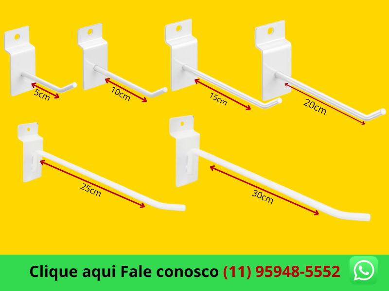 ganchos expositor de painel canaletado branco pronta entrega comercial reis loja do lojista