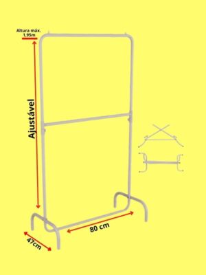 Arara Cabideiro Desfile Pop 2 Níveis 80 cm branco