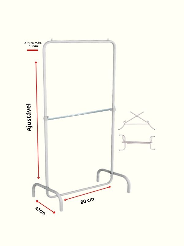 Arara Cabideiro Desfile Pop 2 Níveis 80 cm branco