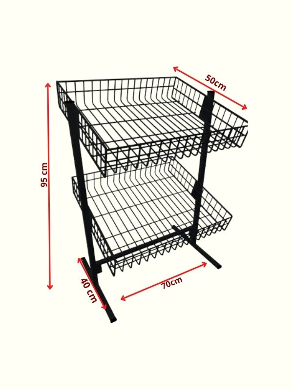Banca de Oferta Dupla Aramada 50x70cm preta
