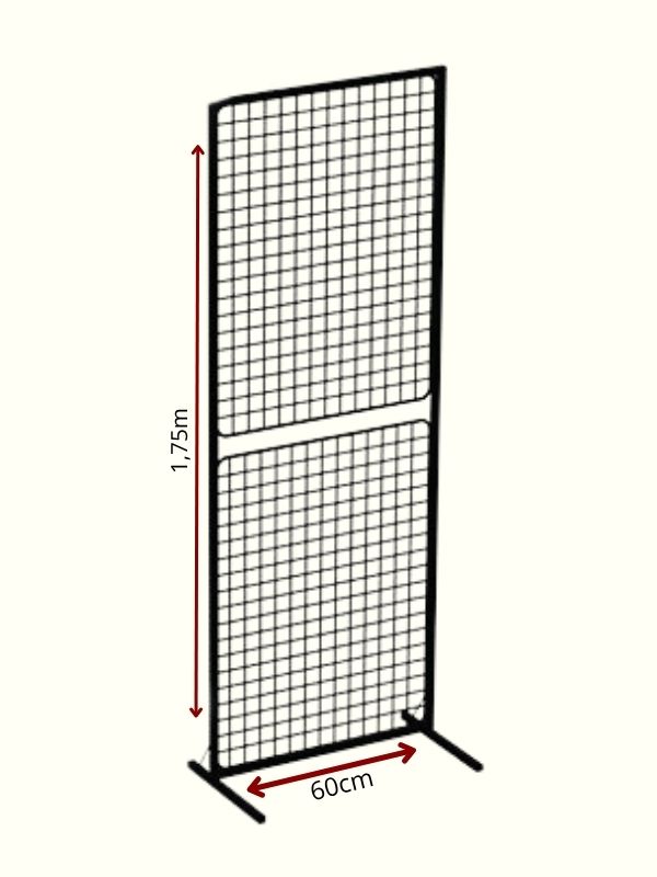 Biombo Quadrado Simples de Chão Aramado 1m75 x 60cm preto