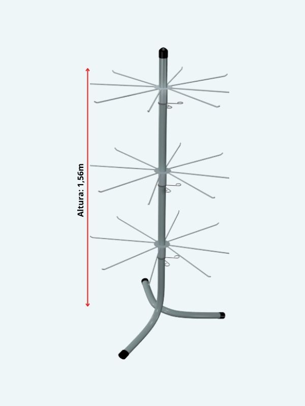 Porta Chaveiros Giratório Meeiro de chão com 3 níveis 1m 56cm branco