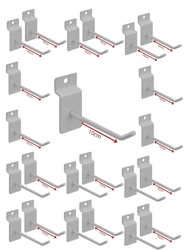 Ganchos Para Painel Canaletado 10 cm caixa com 100 unidades branco