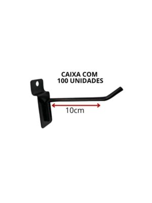 Ganchos Para Painel Canaletado 10 cm caixa com 100 unidades preto