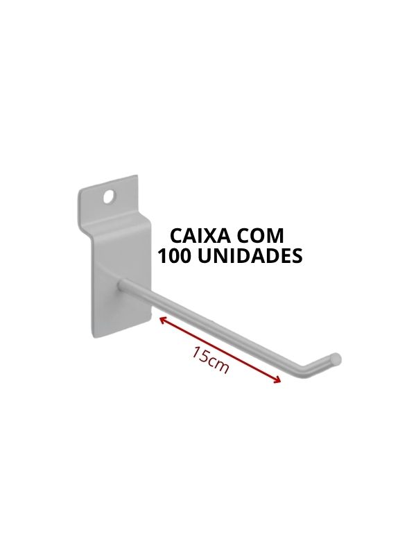 Ganchos Para Painel Canaletado 15 cm caixa com 100 unidades branco