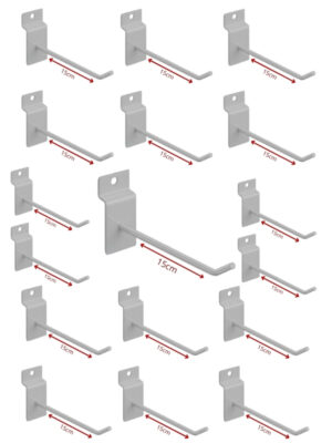 Ganchos Para Painel Canaletado 15 cm caixa com 100 unidades branco
