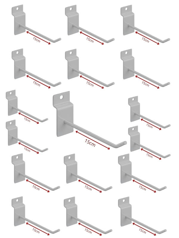 Ganchos Para Painel Canaletado 15 cm caixa com 100 unidades branco
