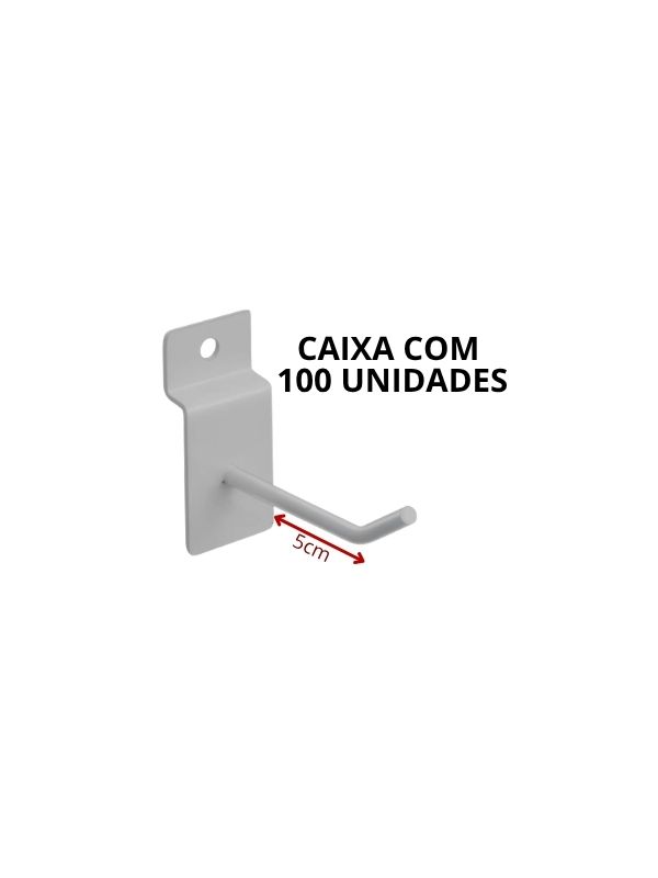 Ganchos Para Painel Canaletado 5 cm caixa com 100 unidades branco